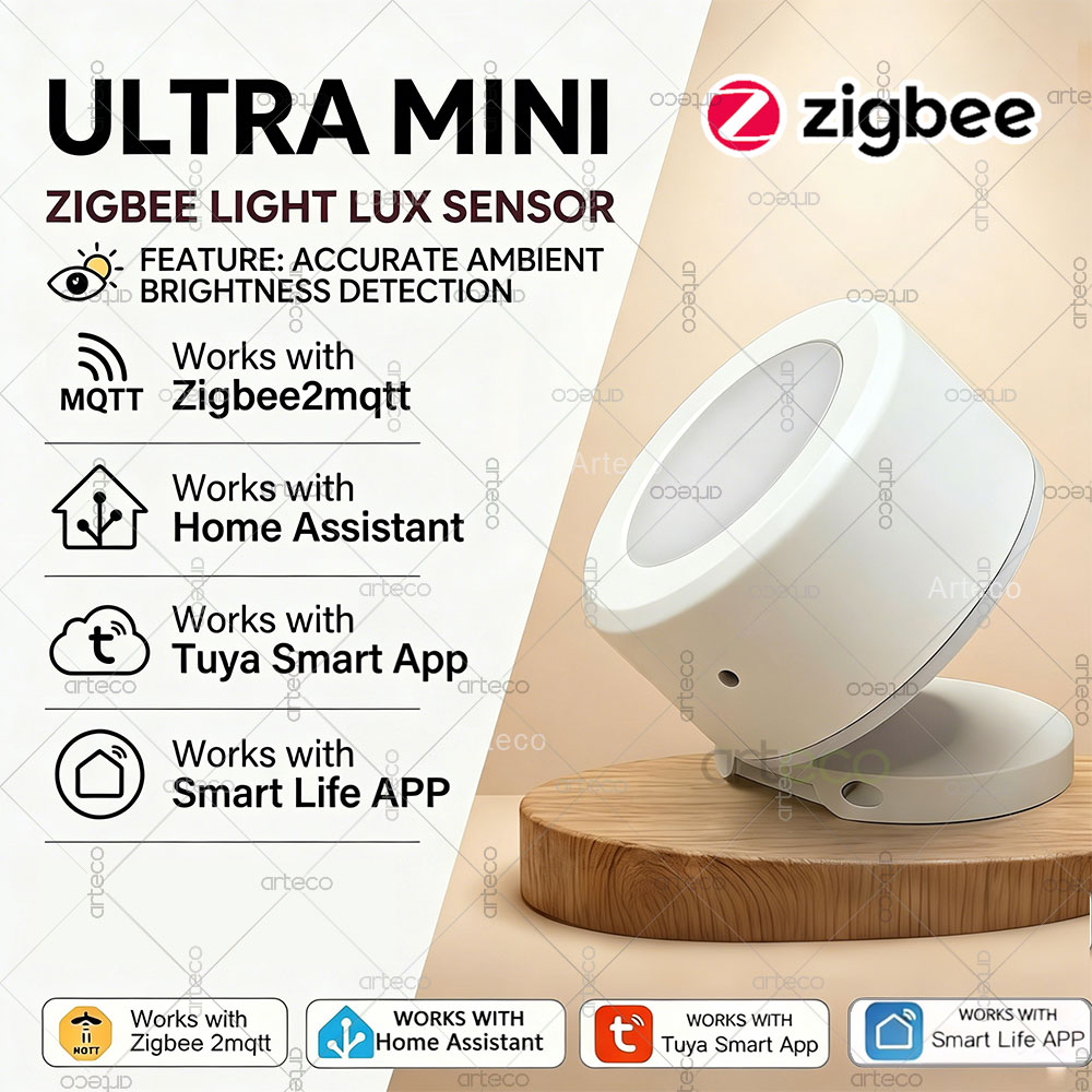 Smart Home Monitoring - 超ミニ Zigbee 光センサー照度検出器ルクス輝度監視スマートホームオートメーション Tuya スマートライフ 2MQTT