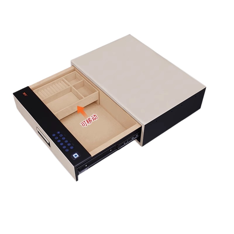 Smart Home Box - 3フィートの安全な家庭用盗難防止金庫、隠し引き出しキャビネット、スマート指紋パスワード式金庫