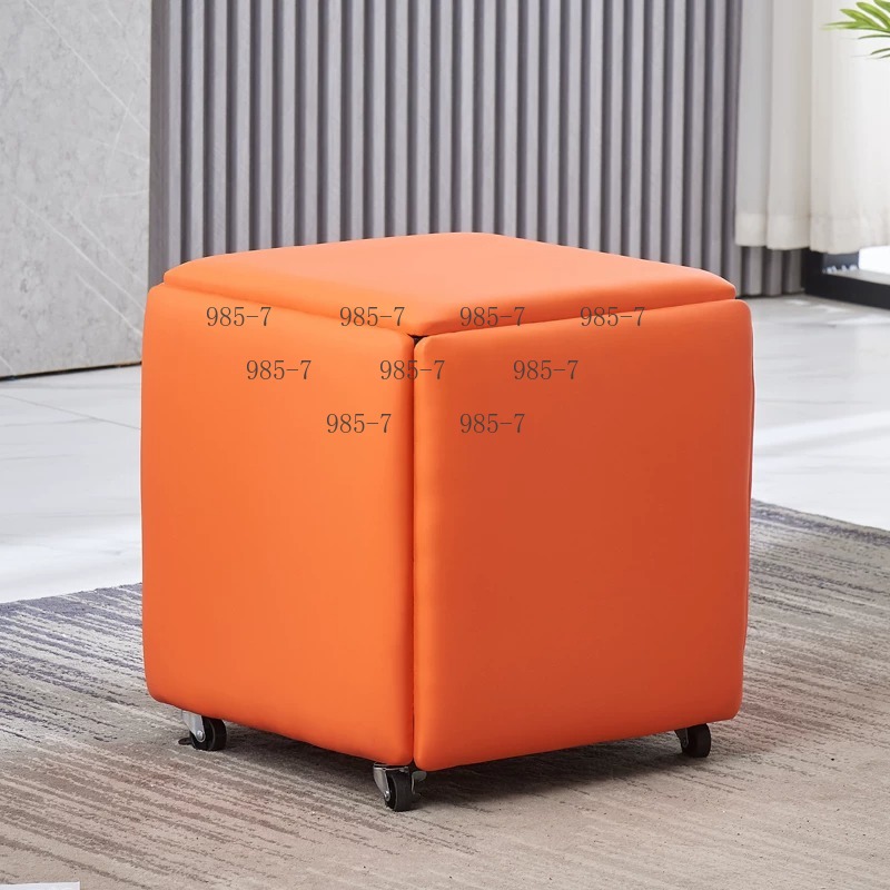 Smart Home Decor - モダンな家の装飾アップサイクル家具スマートキューブ5 in 1メタルオットマンスツール折りたたみ式ホイール付きアパート用