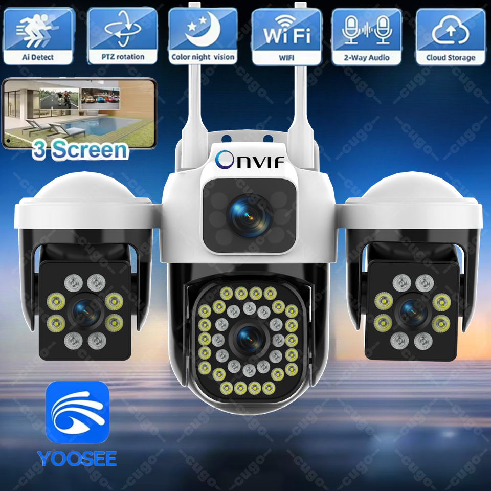 Smart Home Windows App - WiFi IP カメラ屋外 15MP 8K トリプルレンズトリプルスクリーンセキュリティビデオモニターナイトビジョン防水