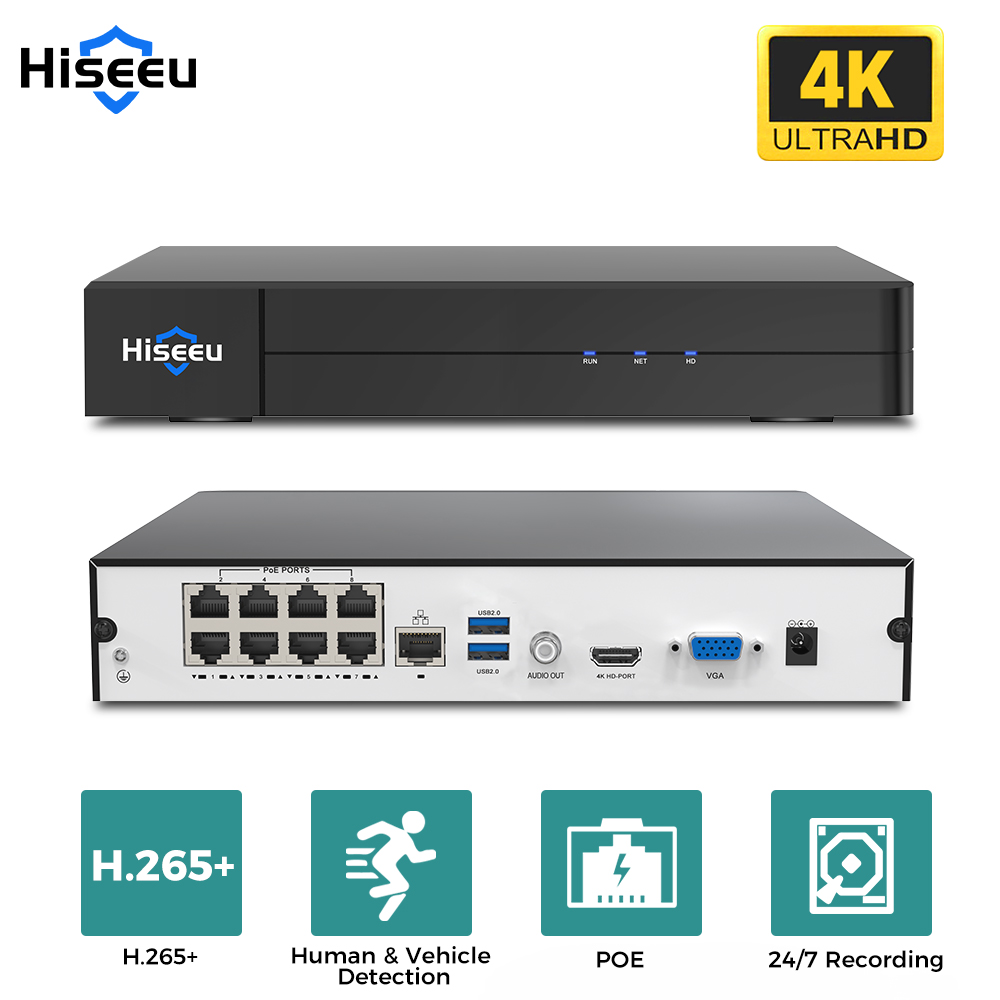 Security Ip Camera - Hiseeu 8CH 4K PoE NVRネットワークビデオレコーダー監視システム 8チャンネル