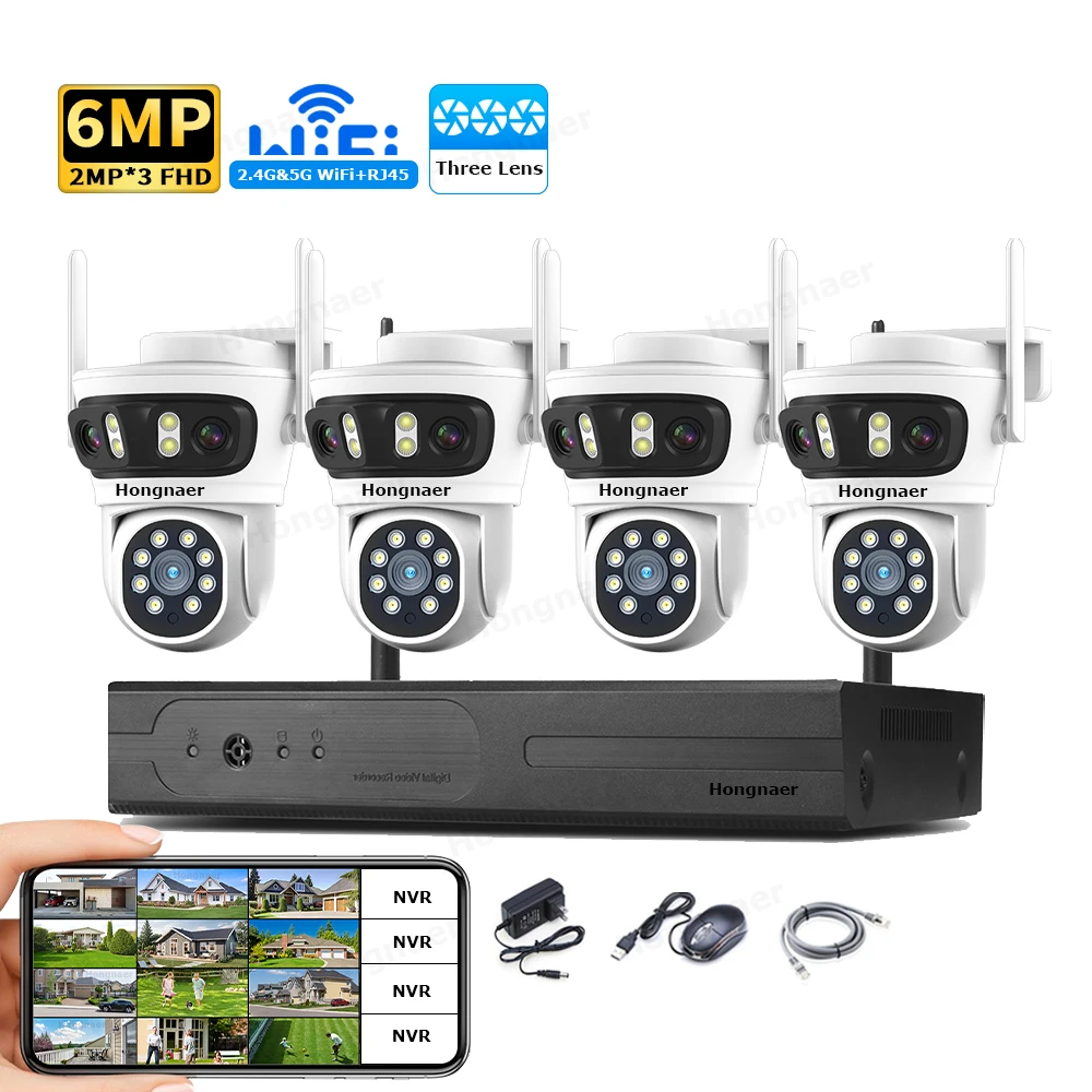 Security Ip Camera - 2026年 ホンナール 6MP 4CH 3レンズ 2.4G
