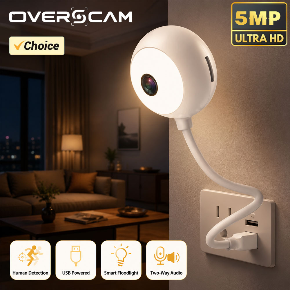 Smart Home Windows App - 5MPミニWiFi USBプラグインIPカメラ人感検知投光器双方向音声InstaVisionアプリ遠隔操作屋内ホームセキュリティモニター