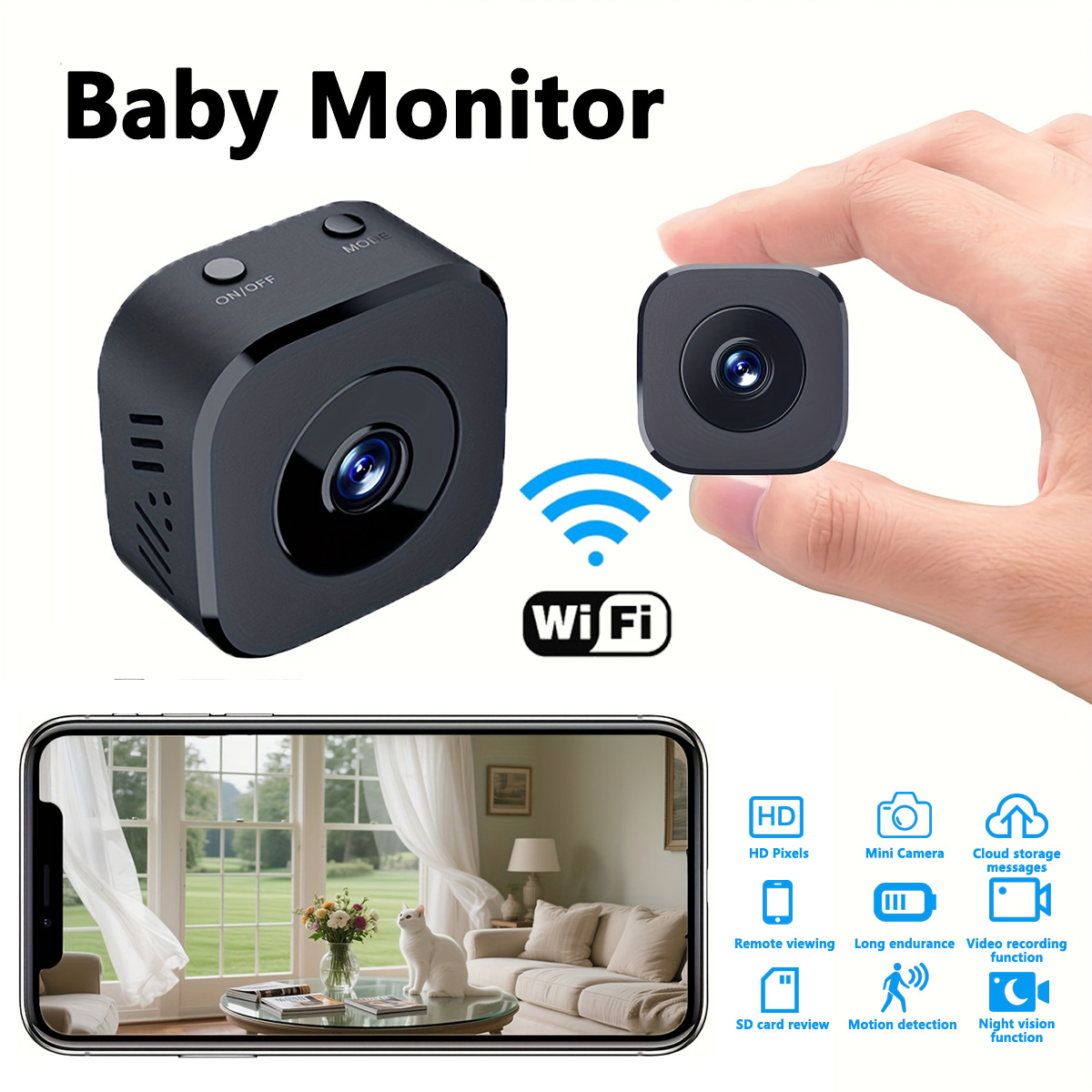 Security Ip Camera - 1080P HD ミニ WiFi カメラ屋内安全セキュリティ監視ベビーモニターナイトビジョンビデオカメラ IP
