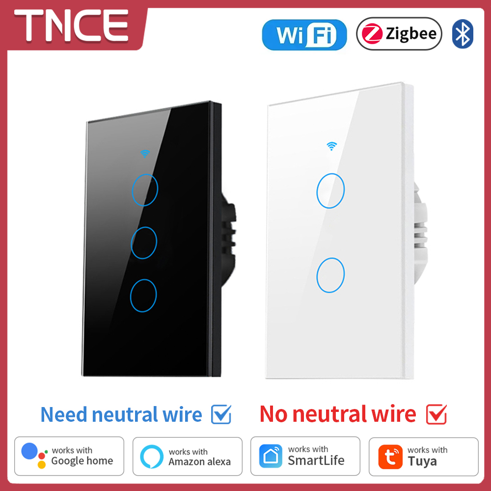 Smart Light Switch - Tnce-WiFi, Zigbee,インテリジェントタッチウォールスイッチ,中性線は不要,Alexa,GoogleHomeと互換性があります
