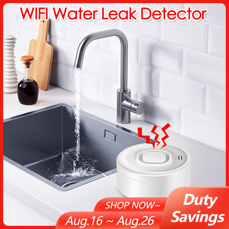 Wifi Water Leak Detector - スマートWIFI水漏れ検知器 100dB大音量アラーム リモートリアルタイムAPPアラート ワイヤレスステレオセンサー Alexa Google対応