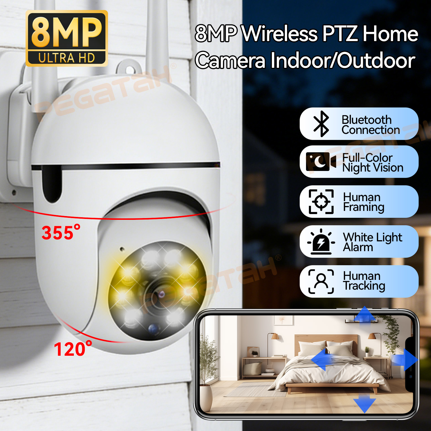 Smart Home Windows App - 8MP 2.4G Wifi IP CCTVカメラ カラーナイトビジョン