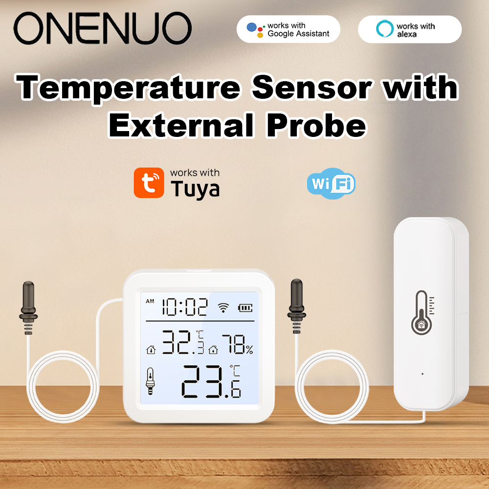 Smart Home Monitoring - 2026年新型Tuya WiFi湿度温度センサー、外部プローブ温度計付き、スマートホームアプリによる冷蔵庫用監視機能搭載