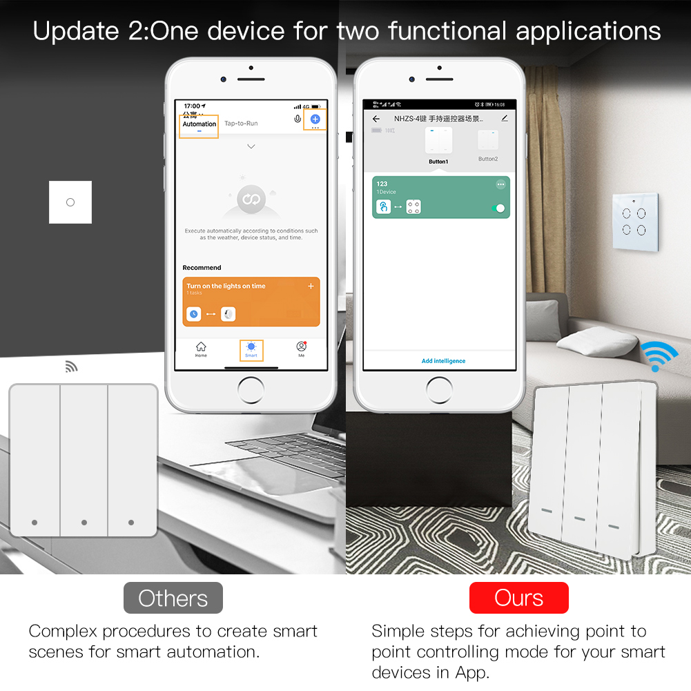 MOES Tuya ZigBee シーンスイッチ ワイヤレス - Smart Light Switch のレビューと価格