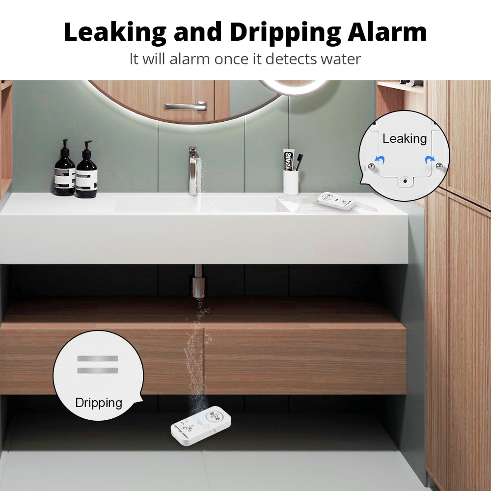 Kerui-ワイヤレス水センサー,漏れ検知器,キッチン,バス - Wifi Water Leak Detector のレビューと価格