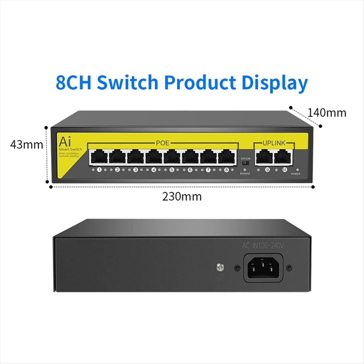 48V 8ポート POE スイッチ イーサネット 10/10 - Security Ip Camera のレビューと価格