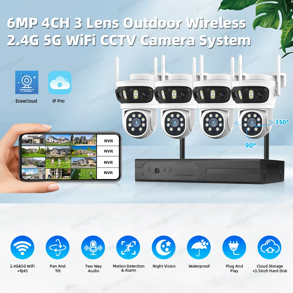 2026年 ホンナール 6MP 4CH 3レンズ 2.4G  - Security Ip Camera のレビューと価格