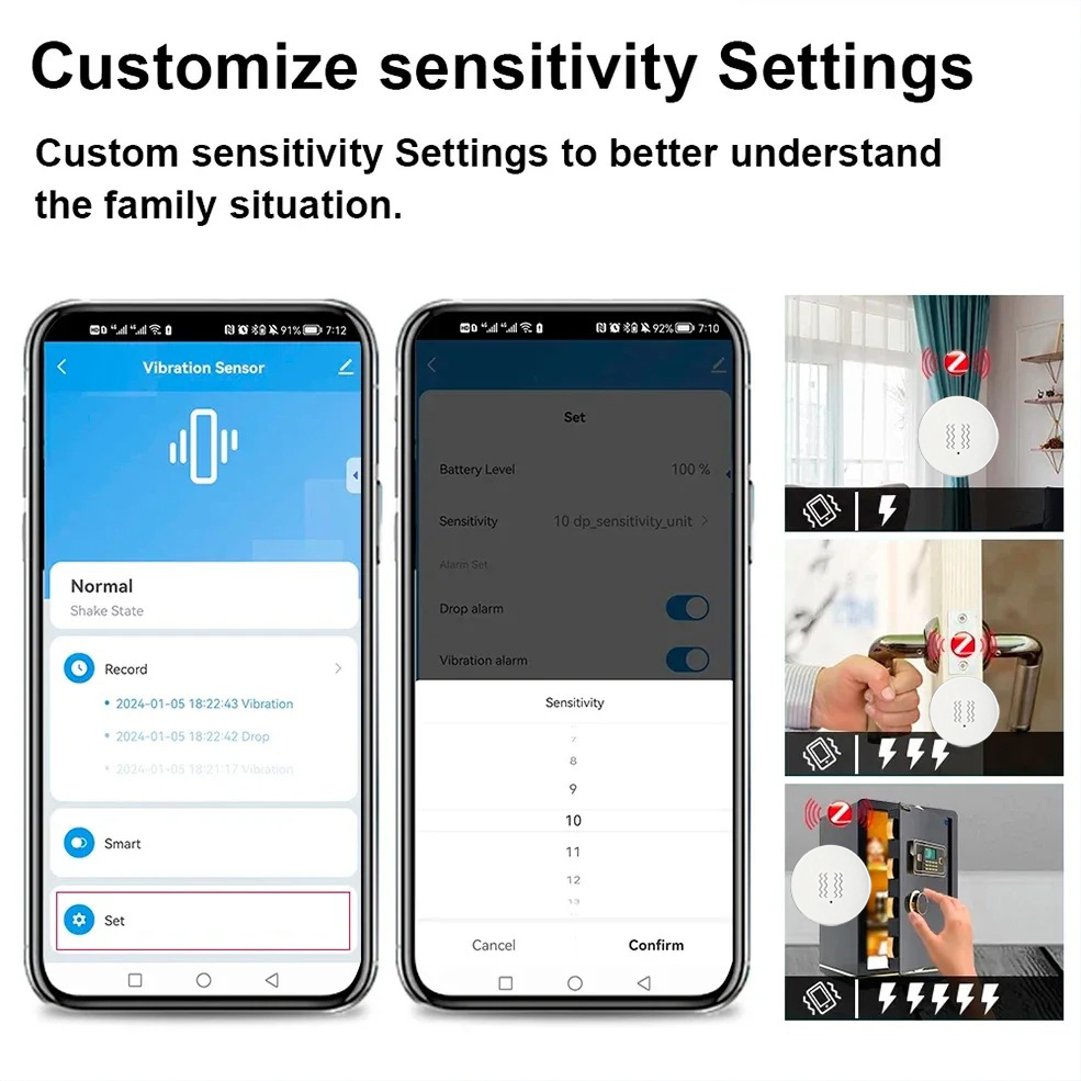 Tuya ZigBee スマート振動＆傾斜センサー ホームセ - Smart Home Monitoring のレビューと価格