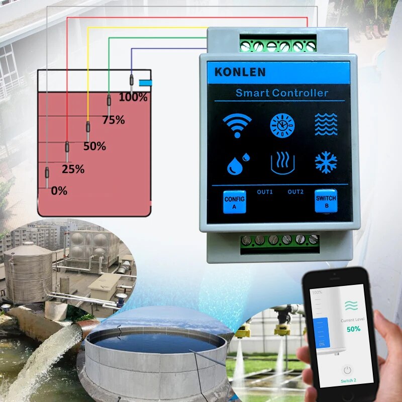 KONLEN Tuya 水位センサー WIFI コントローラ - Wifi Water Leak Detector のレビューと価格