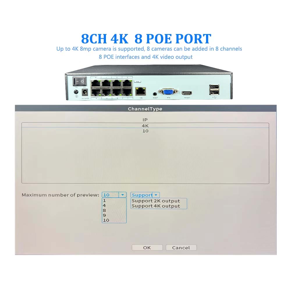 4K 10CH NVR 4/8ポート POE 8MP 5MP - Security Ip Camera のレビューと価格
