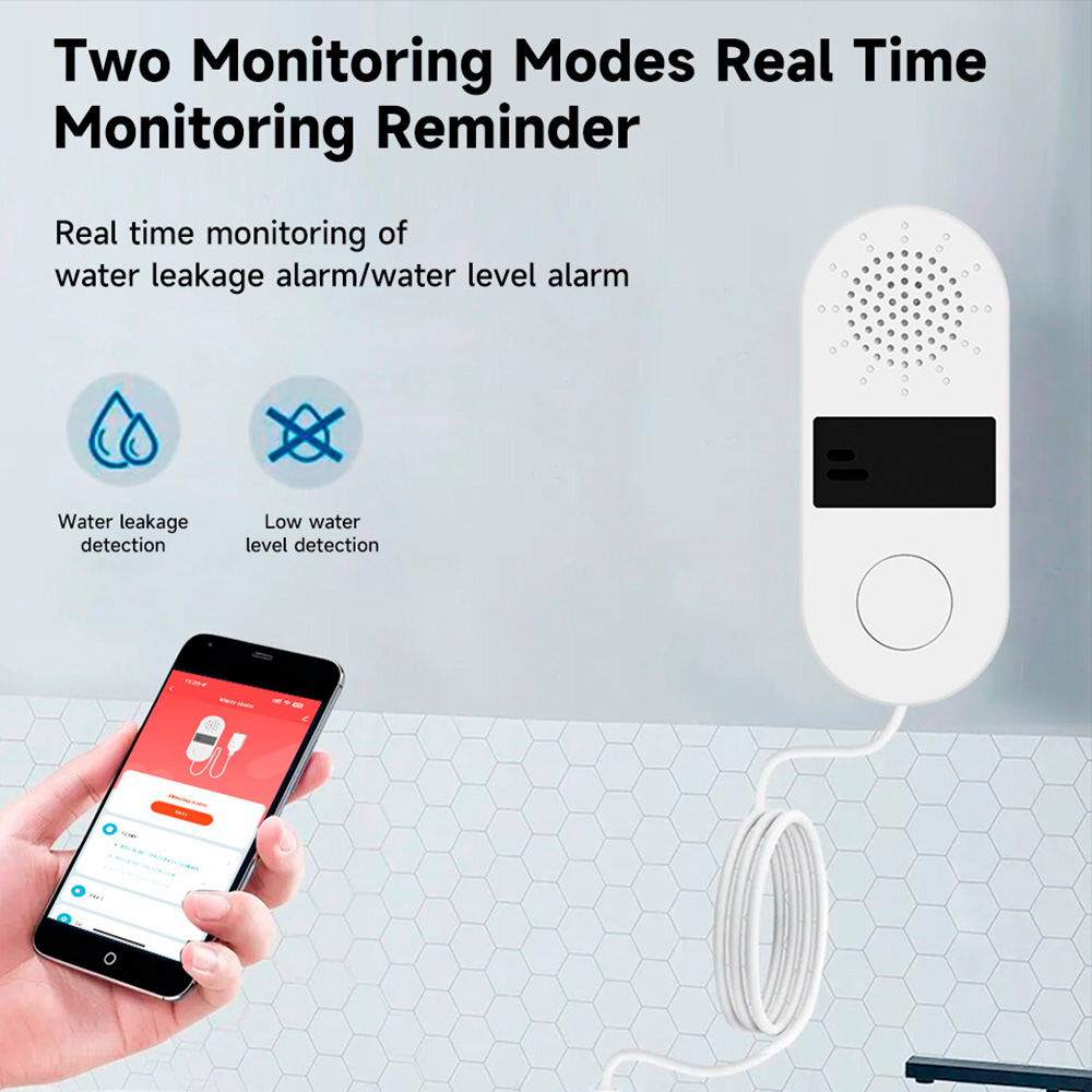 水漏れ検知器,Wi-Fi,Tuya,音声および光アラーム付き - Wifi Water Leak Detector のレビューと価格