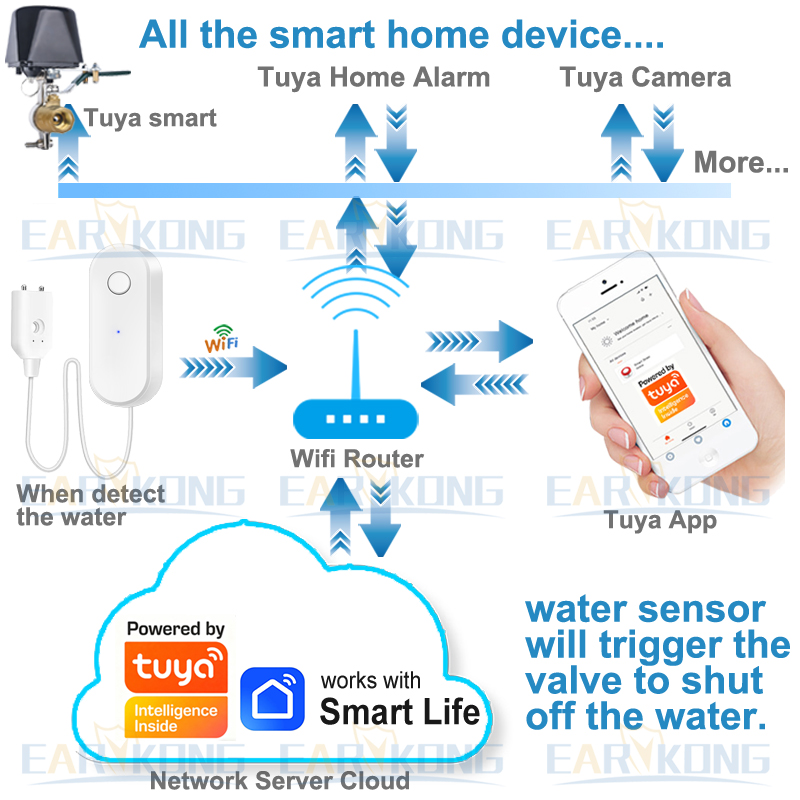 Tuya WiFi スマート水漏れセンサー液体漏れ警報オーバ - Wifi Water Leak Detector のレビューと価格