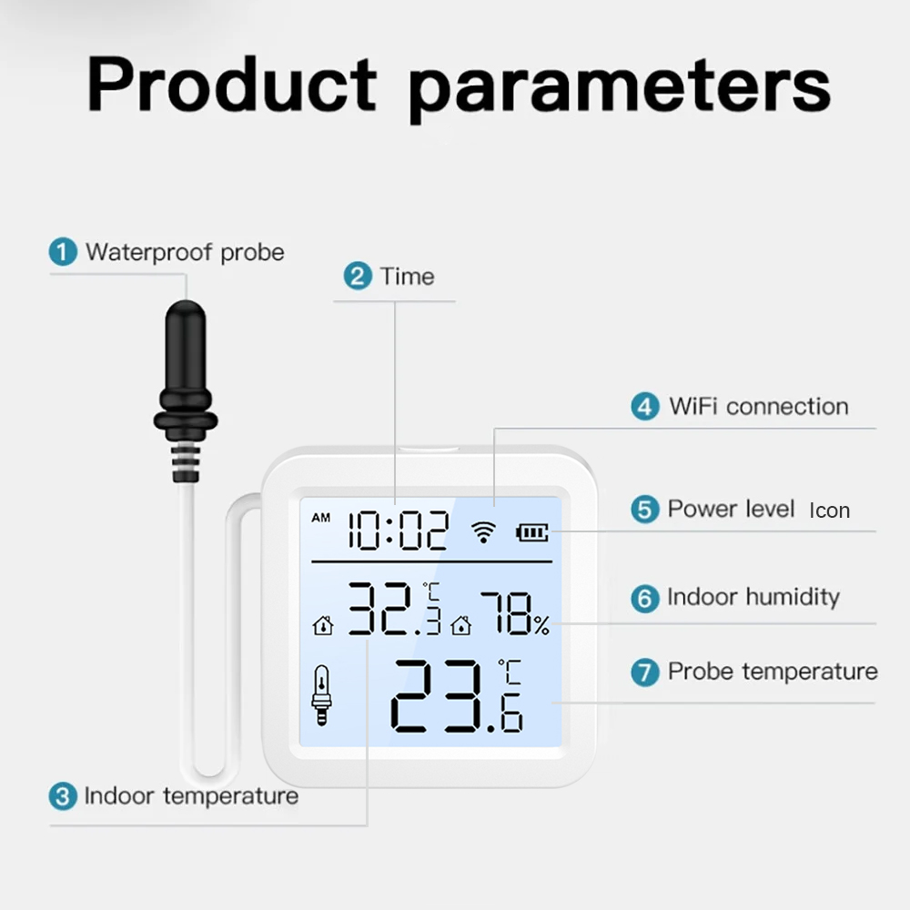 外部プローブ付きWiFi湿度温度センサー、屋内/屋外用Tuy - Smart Home Monitoring のレビューと価格