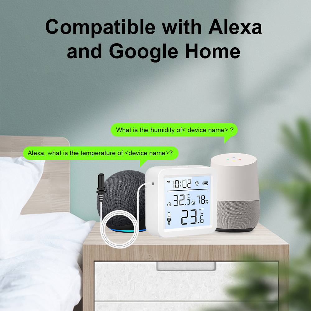 外部プローブ付きWiFi湿度温度センサー、屋内/屋外用Tuy - Smart Home Monitoring のレビューと価格